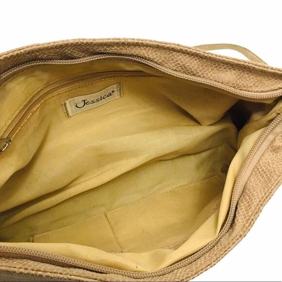 Snakeskin Printed Tan Small Shoulder Bag Purse - Picture 4 of 6